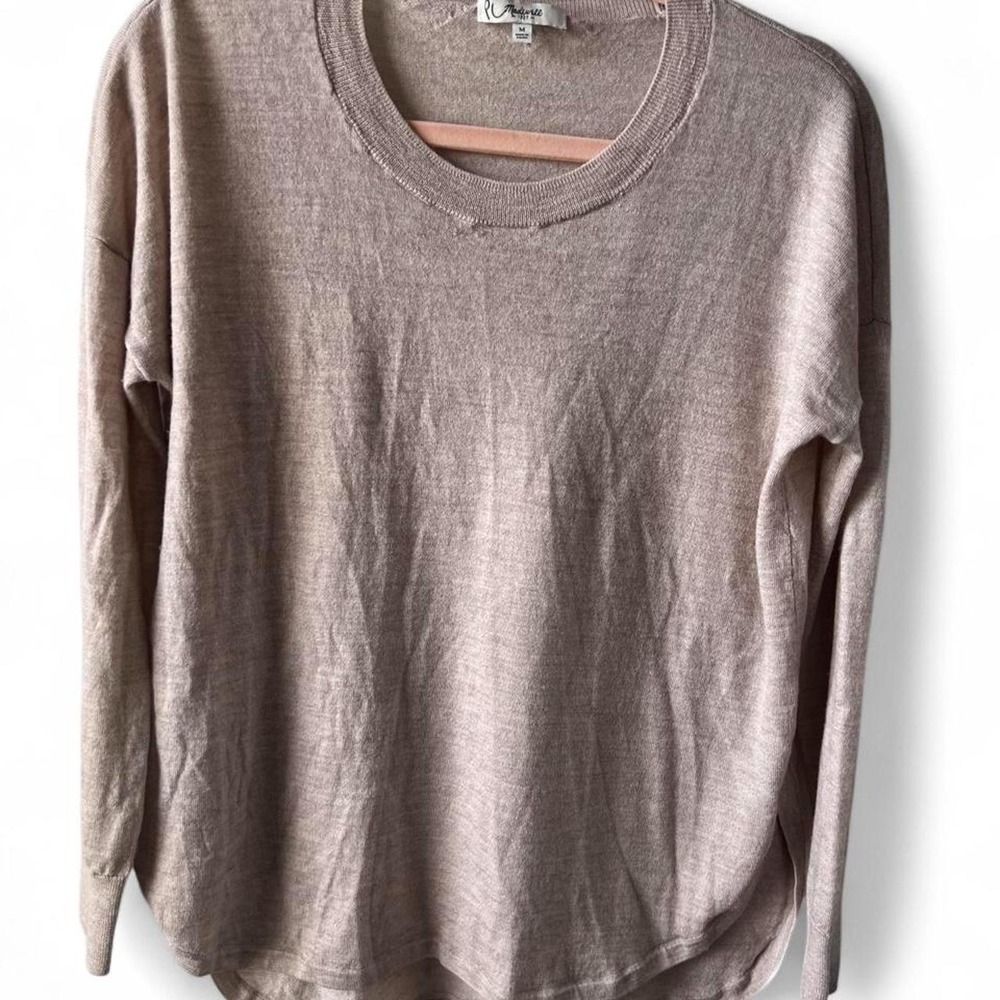 Madewell Merino Wool Beige Sweater Women's Med Lightweight Quiet Luxury